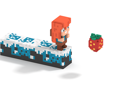 Celeste | Fan Art in voxel 3d celeste character character design characterdesign cubic cute fanart illustration indiegame isometric lowpoly lowpolyart magicavoxel videogame voxel voxelart