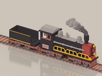 Old Aged Steam Train 3d character illustration isometric magicavoxel old old man train transport travel voxel voxelart
