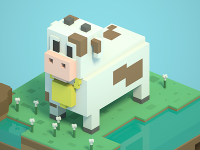 Happy Cow 3d character characterdesign cow cows cubic cubicle cute illustration isometric magicavoxel nature nature illustration voxel voxelart