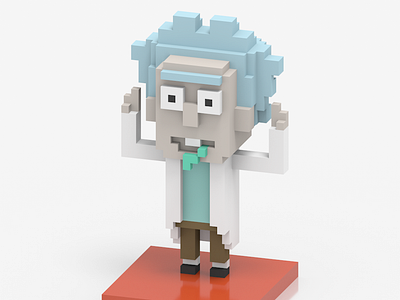 "Tiny Rick" in Voxel Art