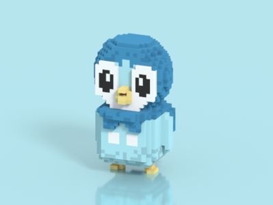 Piplup - Pokemon in Voxel Art 3d artist character cubic cute illustration isometric magicavoxel pokemon pokemon go voxel voxelart