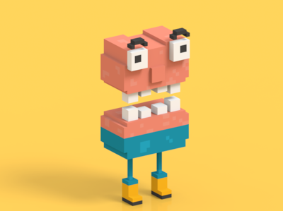Growler 3d art artist character characterdesign cubic cubicle cute design face illustration isometric magicavoxel pinky voxel voxelart