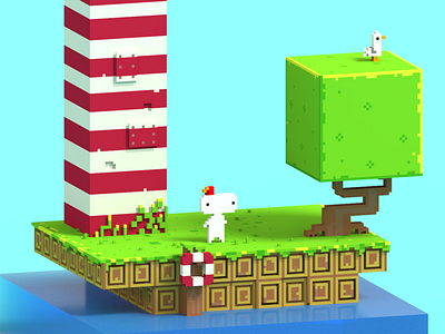 Fez - Voxel Art 3d art artist character characterdesign cubic cubicle cute design fez game art gamedev illustration indiegame isometric magicavoxel pixel tree voxel voxelart