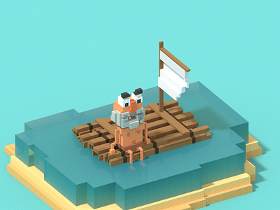 Lonely and Lost 3d character characterdesign cubic cute illustration isometric magicavoxel voxel voxelart