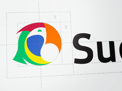 Parrot Logomark colour construct flat guides icon lines logo mark parrot
