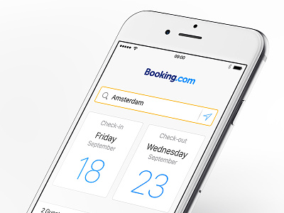 Booking.com iPhone app 1.1 booking.com ios 9 iphone 6 landing screen ui