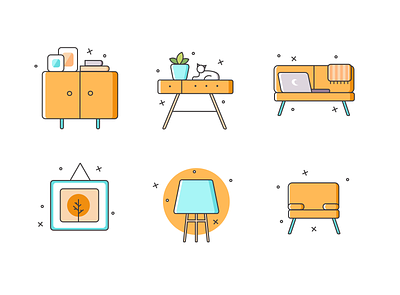 Free Furniture Icons Set dribbble first shot firstshot flat free freebie hello dribble hellodribbble icon illustration invite vector web