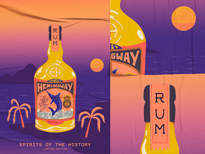 Spirits of the History bottle label cocktail hemingway illustration limited edition mojito poster procreate rum screen print textures typography