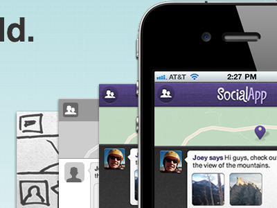 Social Appxample app comp sketch wireframe