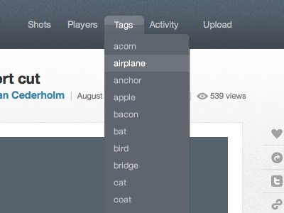 Dribbble Tags Dropdown dropdown tags