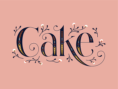 Cake in Decorated Serif custom type design hand lettering illustration vector
