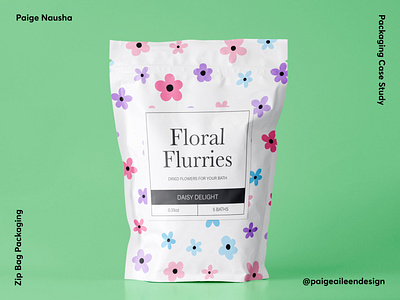 Floral Flurries Zip Bag Packaging branding design illustration packaging pattern surface pattern design vector