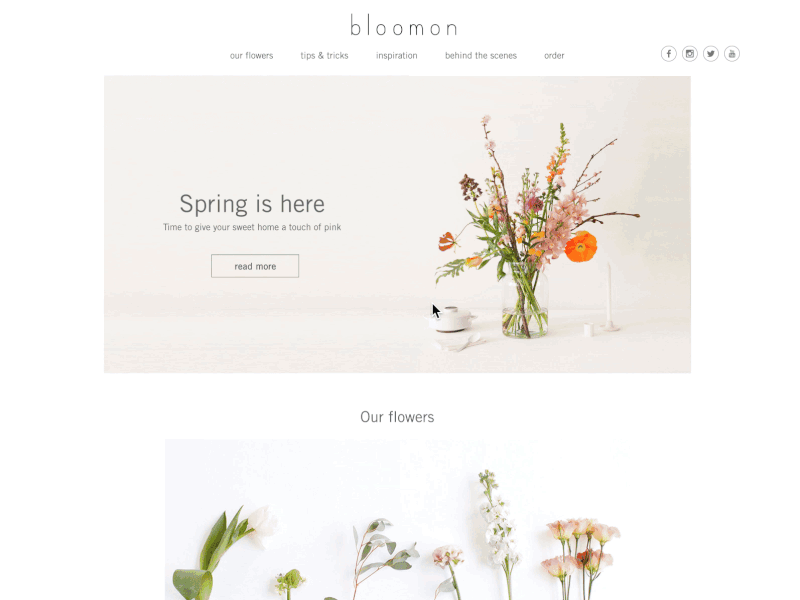 Minimal blog for Bloomon blog clean design minimal minimalist photography space web web design white wordpress