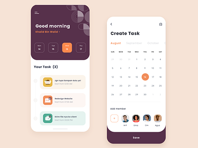Task App app calendar clean create dashboad design event orange pattern schedule task ui