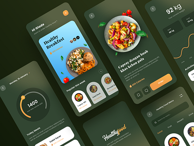 Healthyfood App Concept app chart dashboard diet food and drink food app icon list statistic ui