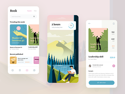 Book Store app article book dashboard design detail page home illustration ios pink read reading store ui