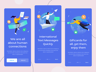 Redesign Onboarding app blue chat clean concept icon illustration illustrations login messages onboarding people person splash screen ui unique