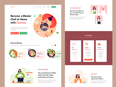 Chef Courses Landing page chef cook food homepage illustration landing page ui w web webapp website