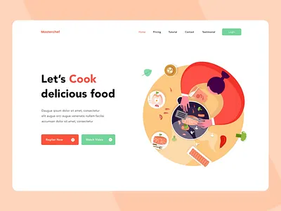 Chef Landing Page Interaction animation header illustrations intercation lading page masterchef principle ui web