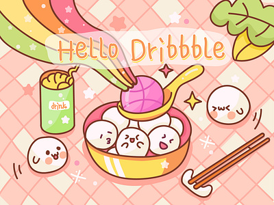 Hello Dribbble colors drinks food hello 可爱 彩虹 插图 设计