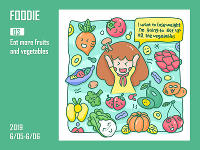 Foodie-Fruits and Vegetables colors food illustration 可爱 商标 插图 设计 颜色 餐饮