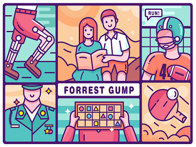 Forrest Gump chocolate design illustration runner softball table tennis 插图