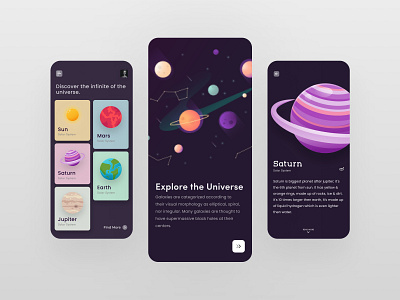 Universe App concept app design design designer figma galaxy interface likeness mobile planet product design ui uidesign uiinspiration uitrends uiux userinterface ux xd
