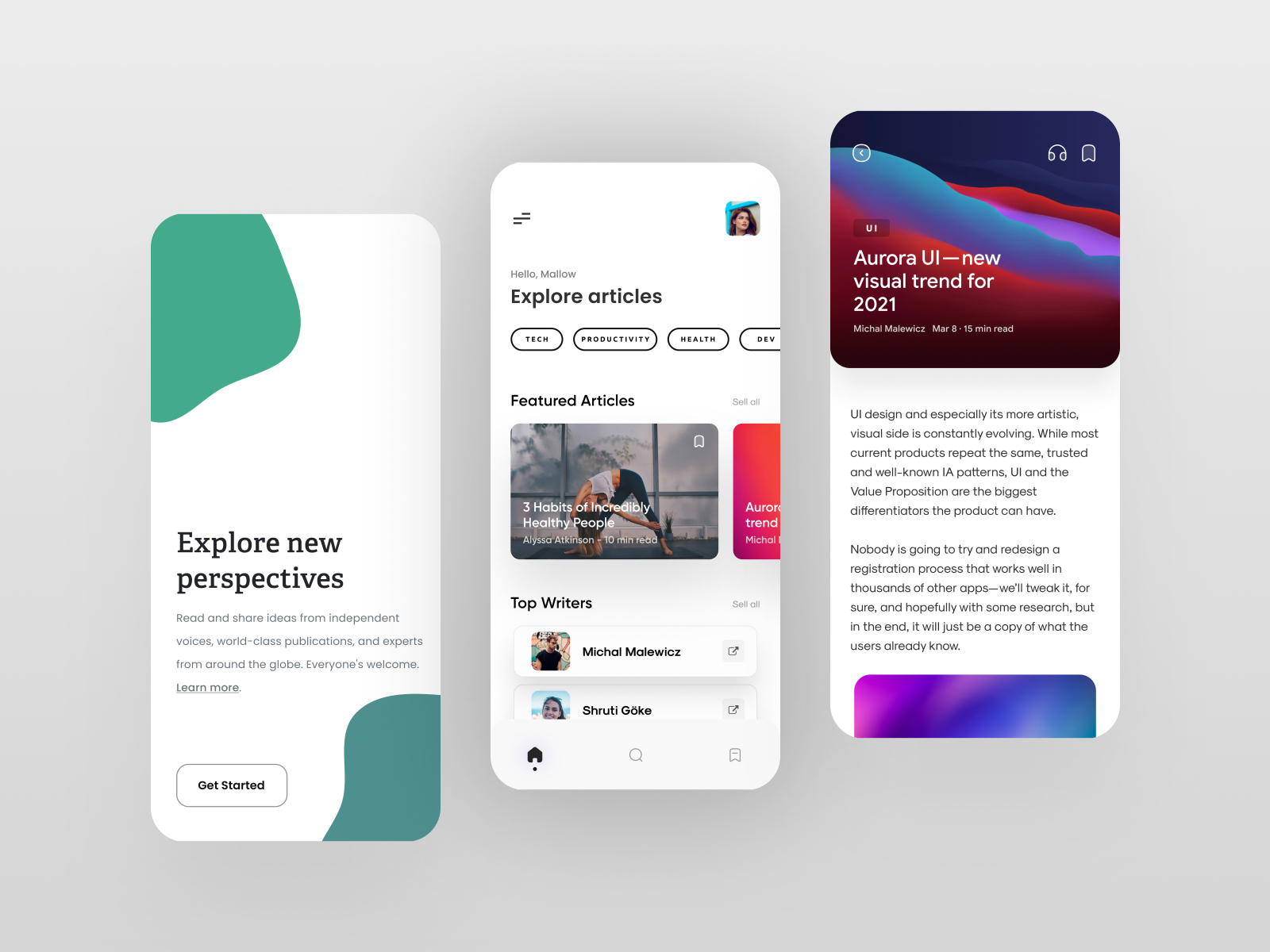 Article App UI by Shivam Pednekar on Dribbble