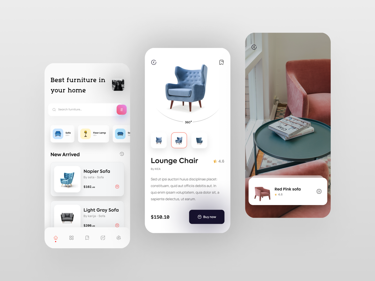 Furniture e-commerce App UI by Shivam Pednekar on Dribbble