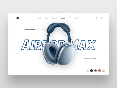 AirPods Max Landing Page UI 2021 3d app design appinspiration apple clean design designer flat inspiration interface logo minimal mobile app mobile design ui uidesign uiux web web design