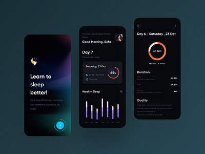 Sleep Tracking App UI by Shivam Pednekar on Dribbble