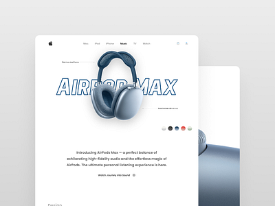 AirPods Max Landing Page UI 2 airpod max apple clean design design inspiration graphic design home page inspiration landing landing page logo minimal mobile popular ui uidesign ux web web design website