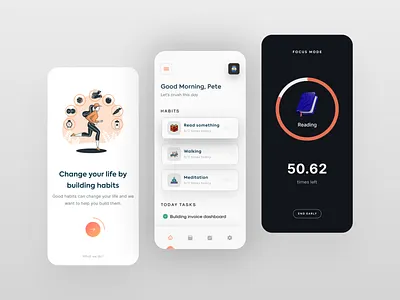 Habbits — Habit App UI app design branding design app graphic design habit habit app illustration inspiration interface logo minimal mobile mobile app mobile design mobile inspiration ui ui inspiration uimobile ux uxdesign