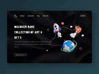 NFT Marketplace — Landing page concept 3d art branding design graphic design hero illustration inspiration landing page logo marketplace nft nft marketplace saas trend ui uidesign web web design website