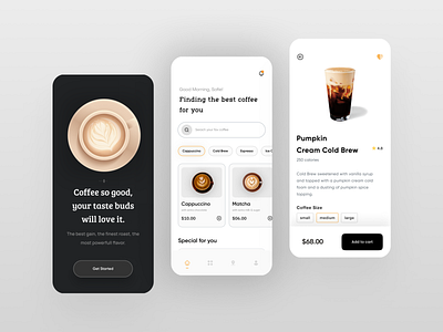 Coffee Shop app UI 3d app appdesign beans coffee coffee coffee cup drink app espresso food app ios minimalist mobile app mobile ui mobiletrends order app product design starbucks ui uiuxdesign ux