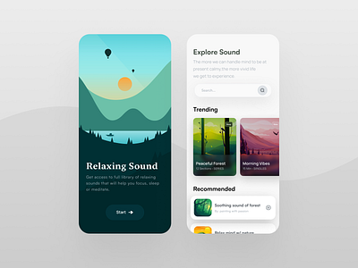 Nature/Ambient Sound app UI ambient app app design clean dribbble2022 inspiration interface ios logo meditate meditation mental mobile app mobile inspiration mobile ui nature nature sound sound ui ux