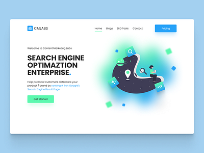 CMLABS - Hero Section Exploration app blue branding dailyui green seo ui web design