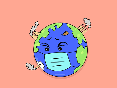 Earth concept corona earth earthday mask pollution vector vector illustration