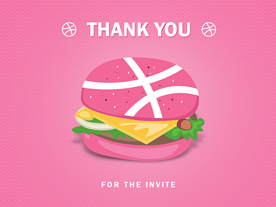 Dribbble Burger burger debut dribbble first shot flat colors icon illustration invite thank you