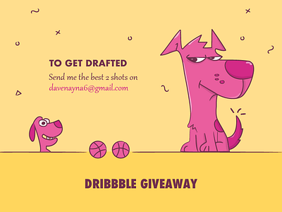 Dribbble Invite ball dog dribbble invite dribbble player get drafted giveaway hero illustration invite