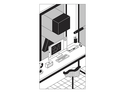 Isometric view adobe illustrator character illustration design designer illustration illustrator isometric design laptop room shapes