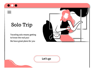 Solo Trip adobe illustrator character character illustration design girl illustration illustration art trip ui uiux web design webpage