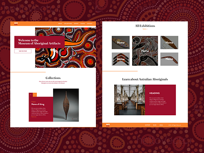 Museum of Aboriginal Artifacts aboriginal branding design minimal museum museum of art uiux web app web design web ui website concept