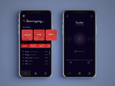 Music Streaming App Concept Design app ui app ui design design flat illustration ios iphonex minimal music music app music player ui ux