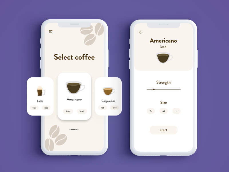 Coffee Machine App UI by Saumya Pareek on Dribbble