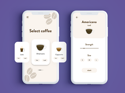 Coffee Machine App UI app ui coffee coffee app coffee shop design flat food app illustration ios iphonex minimal ui ux