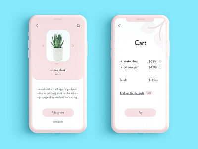 Online Plant Store app app ui app ui design design flat ios iphonex minimal online shop online shopping payment ui plant plant store ui ux