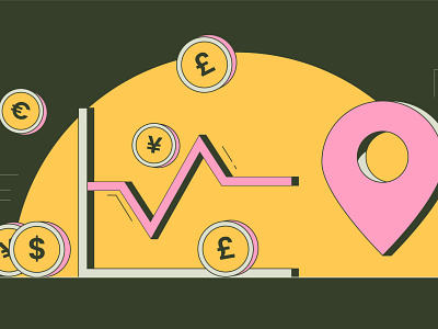 Currency Fluctuations coin currency graphic design illustration illustrator line location money pink simple