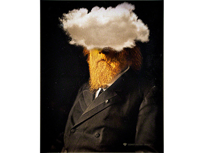 The inability of men with golden faces... beard cloud face gold inability man old photographer portrait studio surrealism vintage