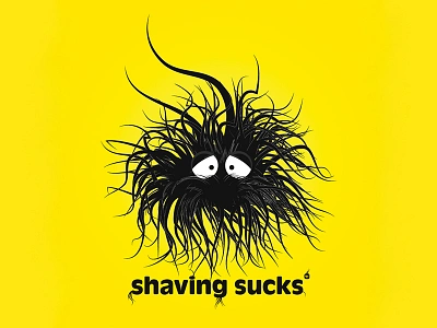 Shaving Sucks beard character character design comic face funny character hair hairy illustration mustache shaving yellow